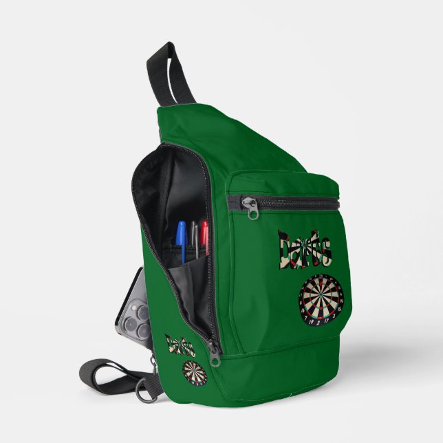 Dimensional Darts Logo mit Dartboard, Crossbody Bag (Offen)