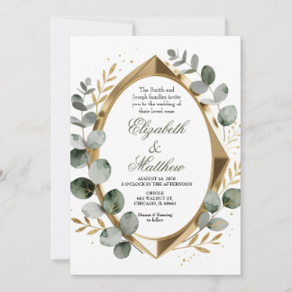 Dimensional Gold Eukalyptus Geometrisch Oval Einladung