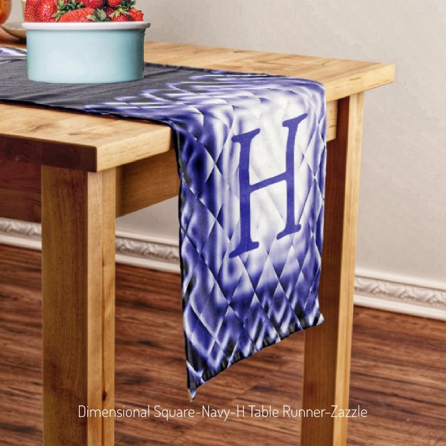 Dimensional Square Navy-H Kurz Table Runner Kurzer Tischläufer (Von Creator hochgeladen)