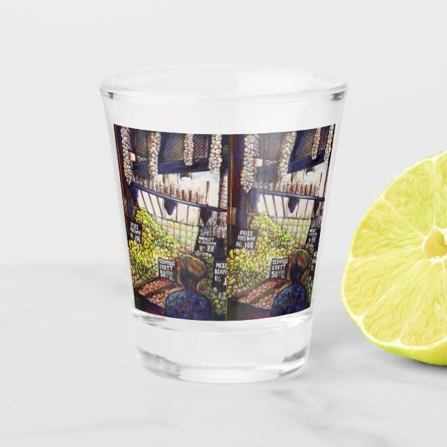 Dimensionen der Neugier Schnapsglas (Vorderseite)