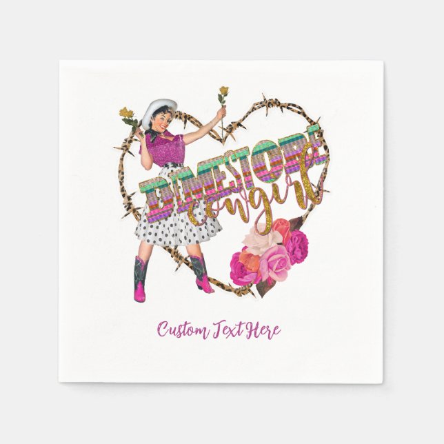 Dimestore Cowgirl Western Cowboy Boots Rose Serviette (Vorderseite)