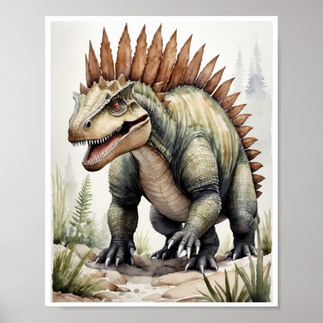 Dimetrodon Dinosaur WasserfarbenwallArt Poster (Vorne)