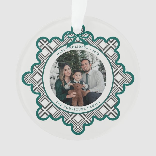 Dimond Pattern Acrylic Holiday Ornament with Photo (Vorderseite)