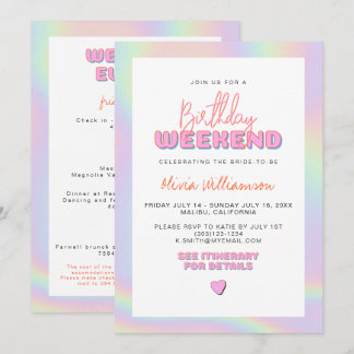 DINA Holographic Space Cowgirl Birthday Einladung