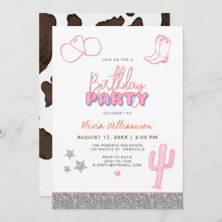 DINA Space Cowgirl Wüste Geburtstagsparty Einladung