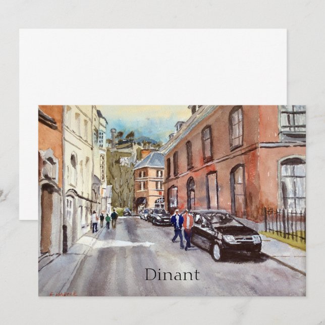 Dinant Belgium Street Scene Watercolor (Vorne/Hinten)