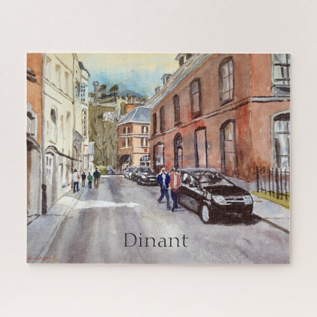Dinant Belgium Street Scene Watercolor Puzzle (Horizontal)
