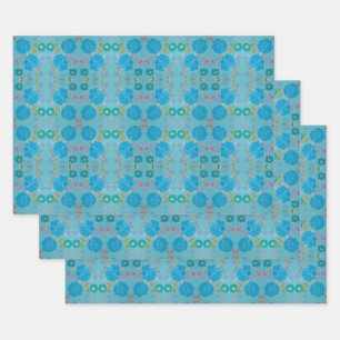 Dina's blühende Blues Wrapping Paper Geschenkpapier Set