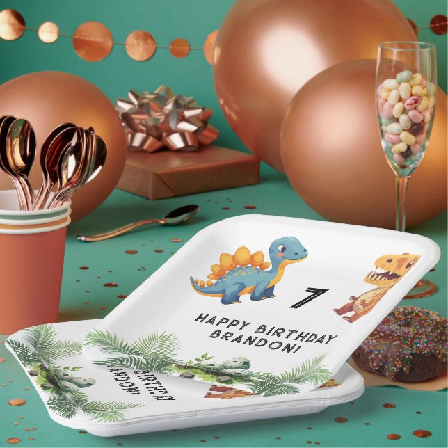 Dinasaur Kids Geburtstagsparty Pappteller (Multi)