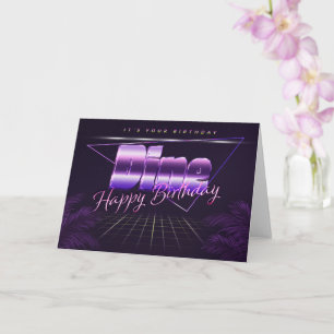 Dine Name Vorname lila retro Karte Geburtstag