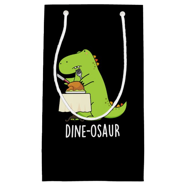 Dine osaur Funny Dinosaur Pun Dark BG Kleine Geschenktüte (Vorderseite)