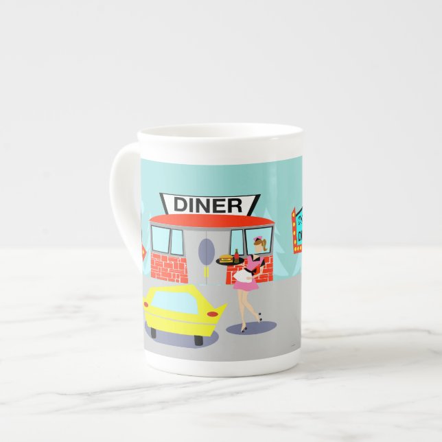 Diner Bone China Tasse der 50er Jahre (Vorderseite Links)