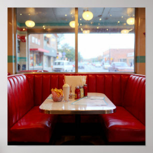 Diner Booth Window View - Vintag City Street Poster