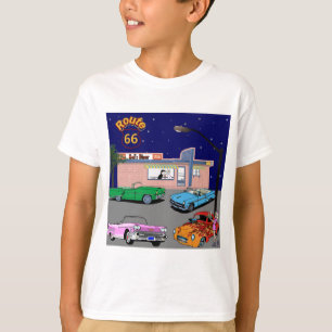 Diner der 1950er Jahre Route 66 und Oldtimer T-Shirt