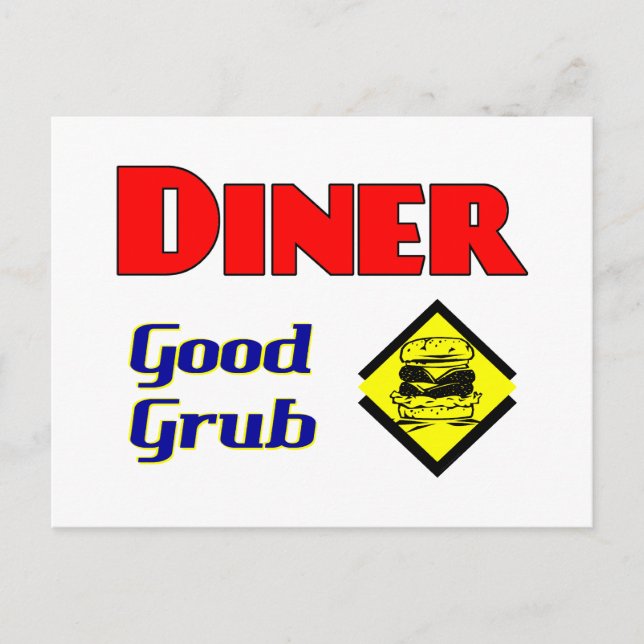 Diner Good Grub Hamburger Restaurant Art Postkarte (Vorderseite)