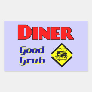 Diner Good Grub Hamburger Restaurant Art Rechteckiger Aufkleber