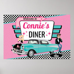 Diner im Stil der 1950er Jahre, Retro-Auto, Geburt Poster