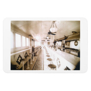 Diner Interior, 1920er Deko Vintage Postkarte Magnet