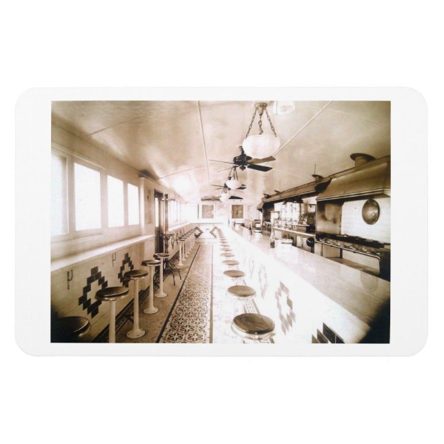Diner Interior, 1920er Deko Vintage Postkarte Magnet (Horizontal)