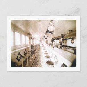 Diner Interior, Deko der 20er Jahre Vintag Postkarte