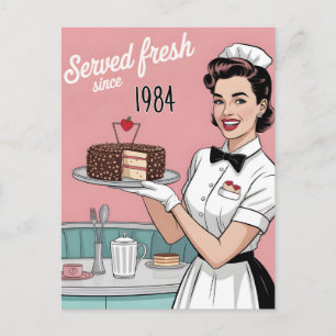 Diner Pin-Up: Retro-Kellnerin und benutzerdefinier Feiertagspostkarte