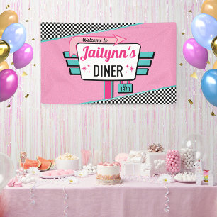 Diner Retro Birthday Party Sock Hop Banner