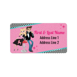 Diner Retro Jukebox Geburtstagsparty Sock Hop Adressaufkleber