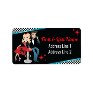Diner Retro Jukebox Geburtstagsparty Sock Hop Adressaufkleber