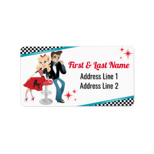 Diner Retro Jukebox Geburtstagsparty Sock Hop Adressaufkleber