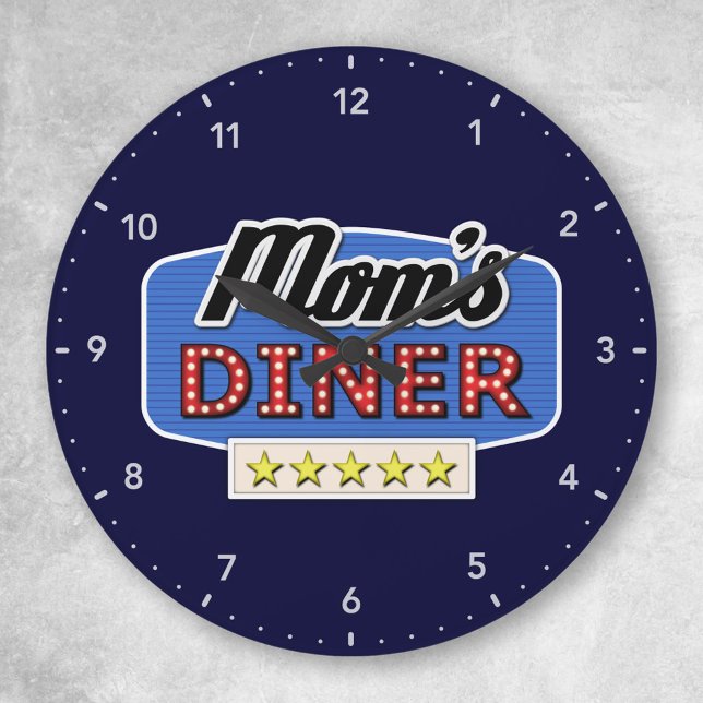 Diner Sign der Mama Große Wanduhr (Von Creator hochgeladen)