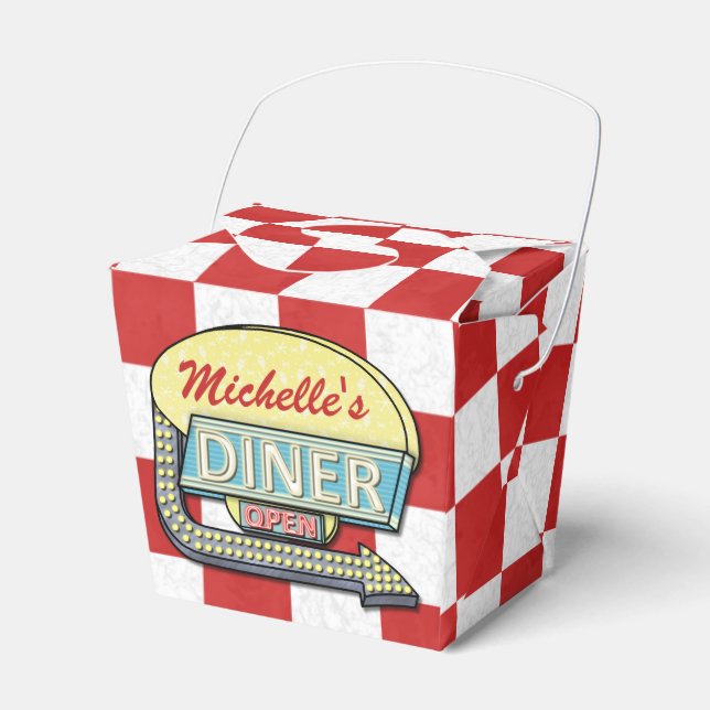 Diner Sign Retro 50er Red Checkered | INDIVIDUELLE Geschenkschachtel (Vorderseite)