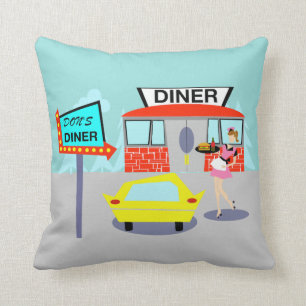 Diner-Throw-Kissen der 50er Jahre Kissen