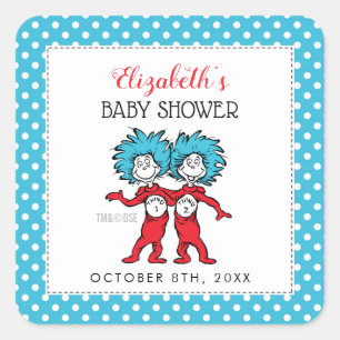 Ding 1 Ding 2 Zwillinge-Baby-Party Quadratischer Aufkleber