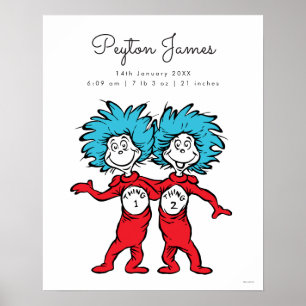 Ding Eins Ding Zwei Zwillinge Baby Geburtsstatis Poster