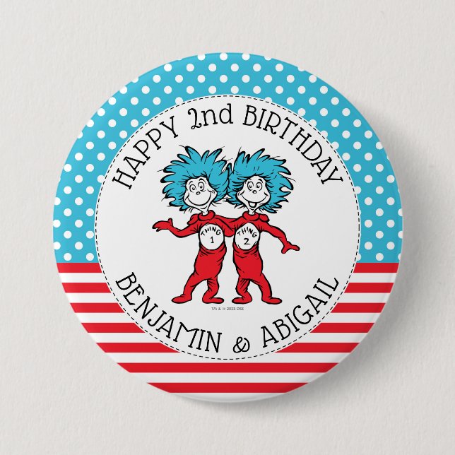Ding Eins Ding Zwei | Zwillinge Geburtstag Button (Vorderseite)