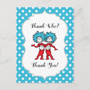 Ding Eins Ding Zwei   Zwillings-Baby-Party Dankesc Postkarte