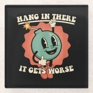 Ding in it's wird schlimmer Funny Cartoon Bomb Glasuntersetzer