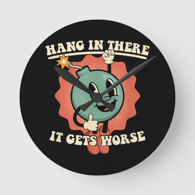 Ding in it's wird schlimmer Funny Cartoon Bomb Runde Wanduhr (Vorderseite)