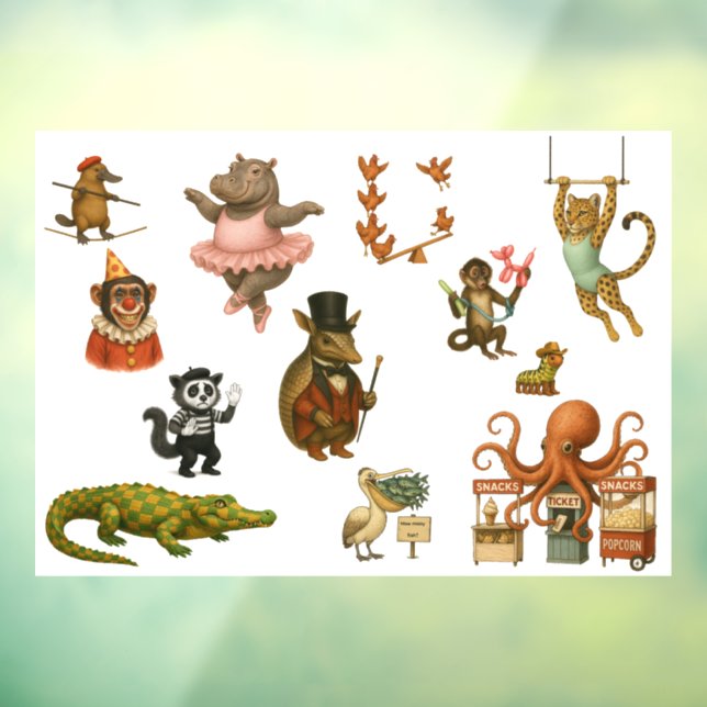 Dingaling Bros Circus acts Fensteraufkleber (Blatt 3)