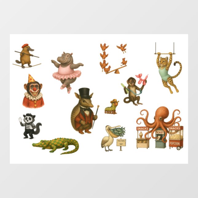 Dingaling Bros Zirkusauftritte Fensteraufkleber (Blatt)