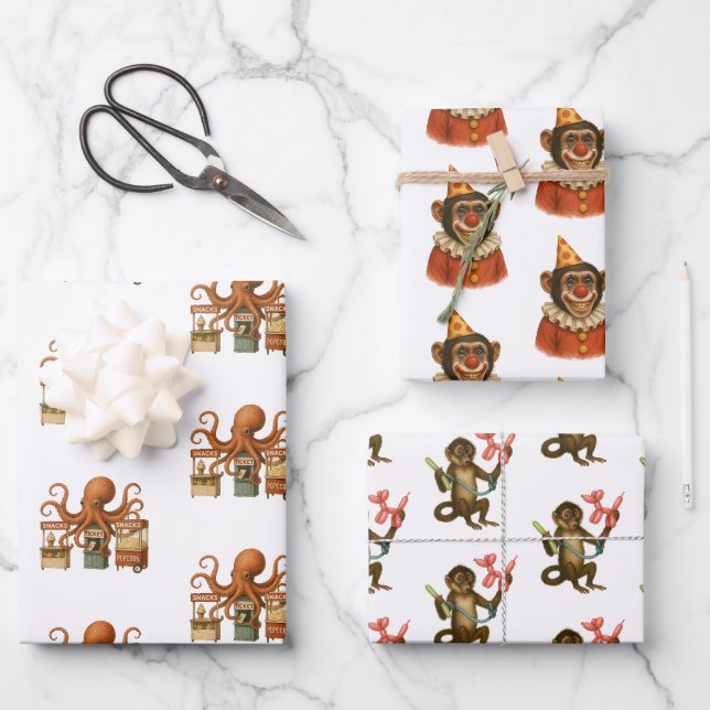 Dingaling Bros Zirkusauftritte Geschenkpapier Set (Vorderseite)
