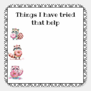 'Dinge, die helfen' Health Journal Quadratischer Aufkleber