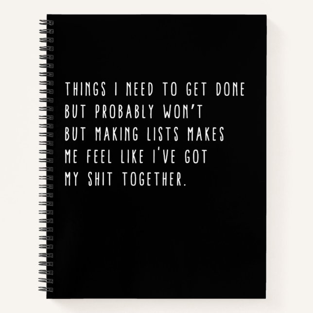 Dinge, die ich erledigen muss, aber wahrscheinlich notizbuch (Vorderseite)