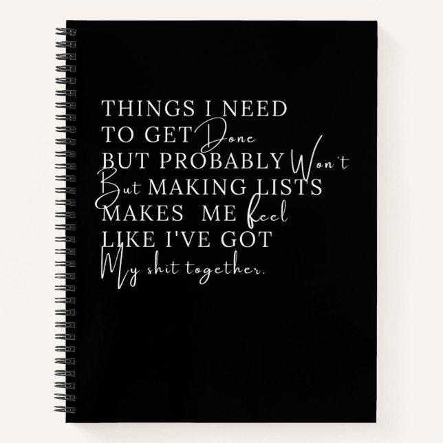 Dinge, die ich erledigen muss, aber wahrscheinlich notizbuch (Vorderseite)