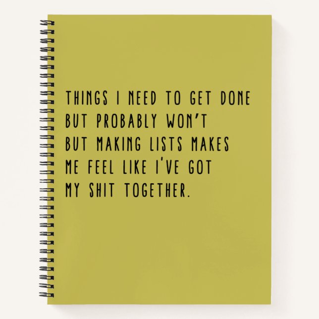 Dinge, die ich erledigen muss, aber wahrscheinlich notizbuch (Vorderseite)