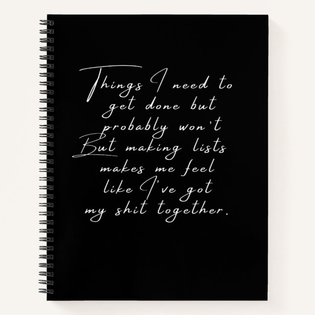 Dinge, die ich erledigen muss, aber wahrscheinlich notizbuch (Vorderseite)