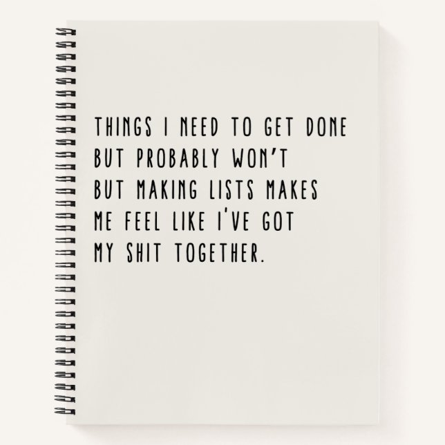 Dinge, die ich erledigen muss, aber wahrscheinlich notizbuch (Vorderseite)
