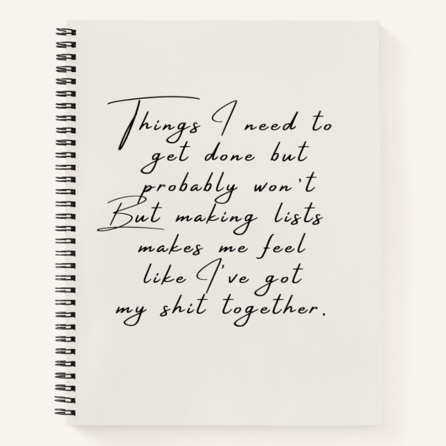 Dinge, die ich erledigen muss, aber wahrscheinlich notizbuch (Vorderseite)
