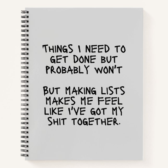Dinge, die ich erledigen muss, aber wahrscheinlich notizbuch (Vorderseite)