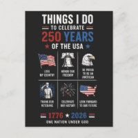 Dinge, die ich feiere 250 Jahre USA 1776